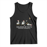 Christian Goose Christmas Tank Top Walking By Faith Tripping Constantly Funny Quote - Wonder Print Shop