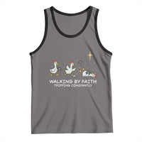 Christian Goose Christmas Tank Top Walking By Faith Tripping Constantly Funny Quote - Wonder Print Shop