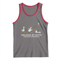 Christian Goose Christmas Tank Top Walking By Faith Tripping Constantly Funny Quote - Wonder Print Shop