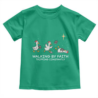 Christian Goose Christmas Toddler T Shirt Walking By Faith Tripping Constantly Funny Quote - Wonder Print Shop