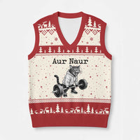 Aur Naur Raccoon Meme V-Neck Knit Sweater Vest Funny Sarcastic Oh No Australian Accent