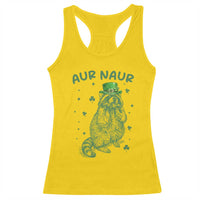 Aur Naur Cowboy Raccoon Meme Racerback Tank Top Funny Sarcastic Oh No Australian Accent