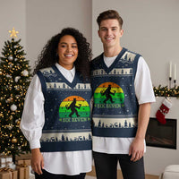 Aur NaurCowboy Raccoon Meme V-Neck Knit Sweater Vest Funny Sarcastic Oh No Australian Accent