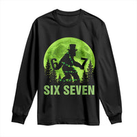 Funny Bigfoot St Patricks Day Long Sleeve Shirt Sasquatch Hiding Moon Forest Meme