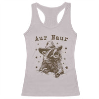 AUR Naur Cowboy Raccoon Racerback Tank Top Funny Sarcastic Oh No Australian Accent