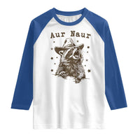 AUR Naur Cowboy Raccoon Raglan Shirt Funny Sarcastic Oh No Australian Accent