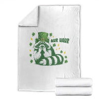 AUR Naur Raccoon St Patricks Day Meme Throw Blanket Funny Sarcastic Oh No Australian Accent