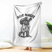 AUR Naur Cowboy Raccoon Meme Throw Blanket Funny Sarcastic Oh No Australian Accent