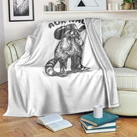 AUR Naur Cowboy Raccoon Meme Throw Blanket Funny Sarcastic Oh No Australian Accent