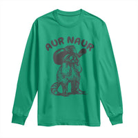 AUR Naur Cowboy Raccoon Meme Long Sleeve Shirt Funny Sarcastic Oh No Australian Accent