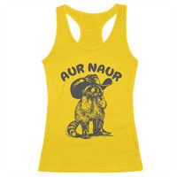 AUR Naur Cowboy Raccoon Meme Racerback Tank Top Funny Sarcastic Oh No Australian Accent