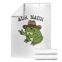 AUR Naur Cowboy Frog Meme Throw Blanket Funny Sarcastic Oh No Australian Accent