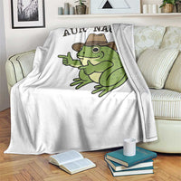 AUR Naur Cowboy Frog Meme Throw Blanket Funny Sarcastic Oh No Australian Accent