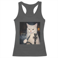 Funny Stoner Cat Racerback Tank Top 420 Stoner Smoking Cat Cannabis Lover Meme