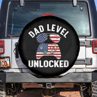 Dad Level Unlocked Spare Tire Cover New Dad Gamer American Flag 4th of July