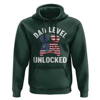 Dad Level Unlocked Hoodie New Dad Gamer American Flag 4th of July
