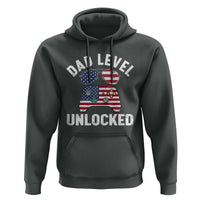 Dad Level Unlocked Hoodie New Dad Gamer American Flag 4th of July