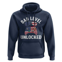 Dad Level Unlocked Hoodie New Dad Gamer American Flag 4th of July