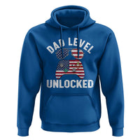 Dad Level Unlocked Hoodie New Dad Gamer American Flag 4th of July