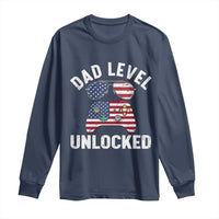 Dad Level Unlocked Long Sleeve Shirt New Dad Gamer American Flag 4th of July