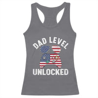 Dad Level Unlocked Racerback Tank Top New Dad Gamer American Flag 4th of July