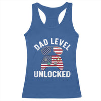 Dad Level Unlocked Racerback Tank Top New Dad Gamer American Flag 4th of July