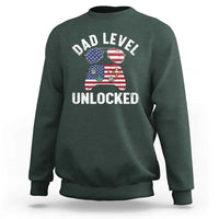 Dad Level Unlocked Sweatshirt New Dad Gamer American Flag 4th of July