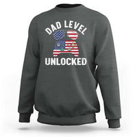 Dad Level Unlocked Sweatshirt New Dad Gamer American Flag 4th of July