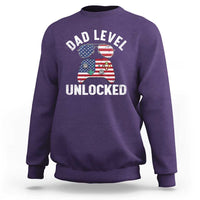 Dad Level Unlocked Sweatshirt New Dad Gamer American Flag 4th of July