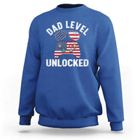 Dad Level Unlocked Sweatshirt New Dad Gamer American Flag 4th of July