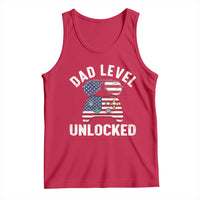 Dad Level Unlocked Tank Top New Dad Gamer American Flag 4th of July