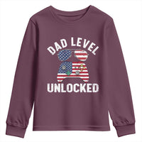 Dad Level Unlocked Youth Sweatshirt New Dad Gamer American Flag 4th of July