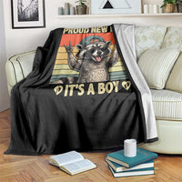 Proud New Dad It's A Boy Throw Blanket Funny Raccoon Humor Father's Day