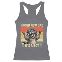 Proud New Dad It's A Boy Racerback Tank Top Funny Raccoon Humor Father's Day