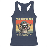 Proud New Dad It's A Boy Racerback Tank Top Funny Raccoon Humor Father's Day