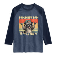 Proud New Dad It's A Boy Raglan Shirt Funny Raccoon Humor Father's Day