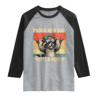 Proud New Dad It's A Boy Raglan Shirt Funny Raccoon Humor Father's Day
