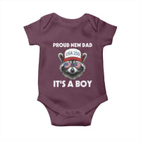 Proud New Dad It's A Boy Baby Onesie Raccoon Patriotic America 250th Anniversary