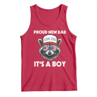 Proud New Dad It's A Boy Tank Top Raccoon Patriotic America 250th Anniversary