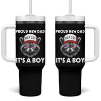 Proud New Dad It's A Boy Tumbler With Handle Raccoon Patriotic America 250th Anniversary