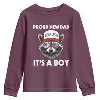 Proud New Dad It's A Boy Youth Sweatshirt Raccoon Patriotic America 250th Anniversary