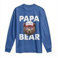 Papa Bear Father's Day Long Sleeve Shirt America 250th Anniversary USA Flag July 4th