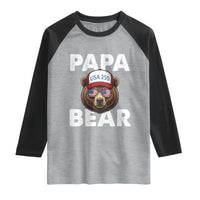 Papa Bear Father's Day Raglan Shirt America 250th Anniversary USA Flag July 4th