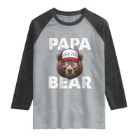 Papa Bear Father's Day Raglan Shirt America 250th Anniversary USA Flag July 4th