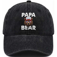 Papa Bear Father's Day Washed Cotton Baseball Cap America 250th Anniversary USA Flag July 4th