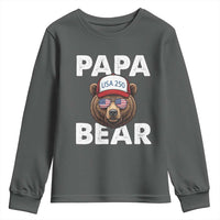 Papa Bear Father's Day Youth Sweatshirt America 250th Anniversary USA Flag July 4th
