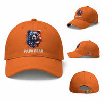 Papa Bear Father's Day Baseball Cap Patriotic American Flag 4th Of July