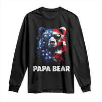 Papa Bear Father's Day Long Sleeve Shirt Patriotic American Flag 4th Of July