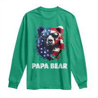 Papa Bear Father's Day Long Sleeve Shirt Patriotic American Flag 4th Of July
