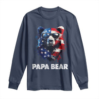 Papa Bear Father's Day Long Sleeve Shirt Patriotic American Flag 4th Of July